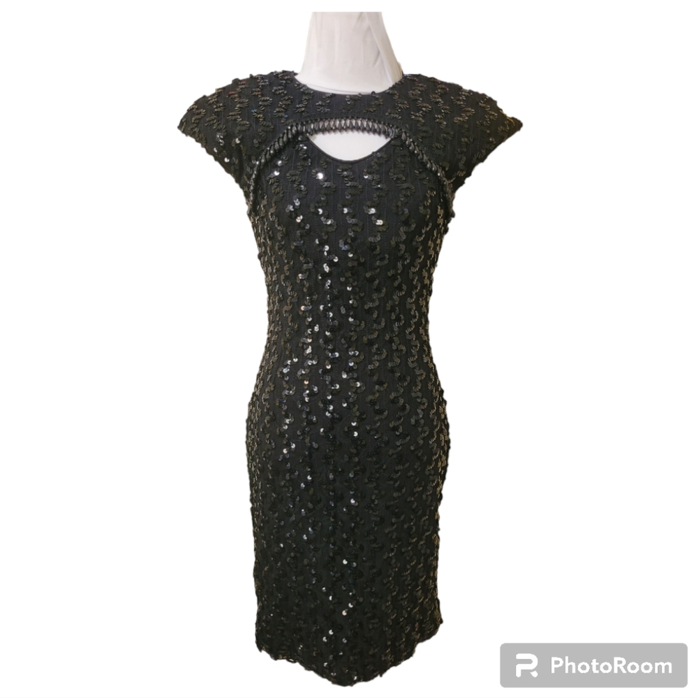 Algo-Ettes Black Sequin Vintage‎ cocktail dress